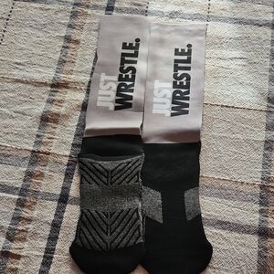 Black and Gray Kids Wrestling Socks